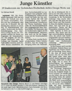 Artikel "Junge Künstler" erschienen im Donaukurier am 20.04.16